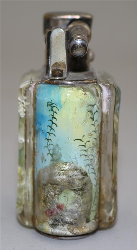 A Dunhill aquarium table lighter, H.3in.